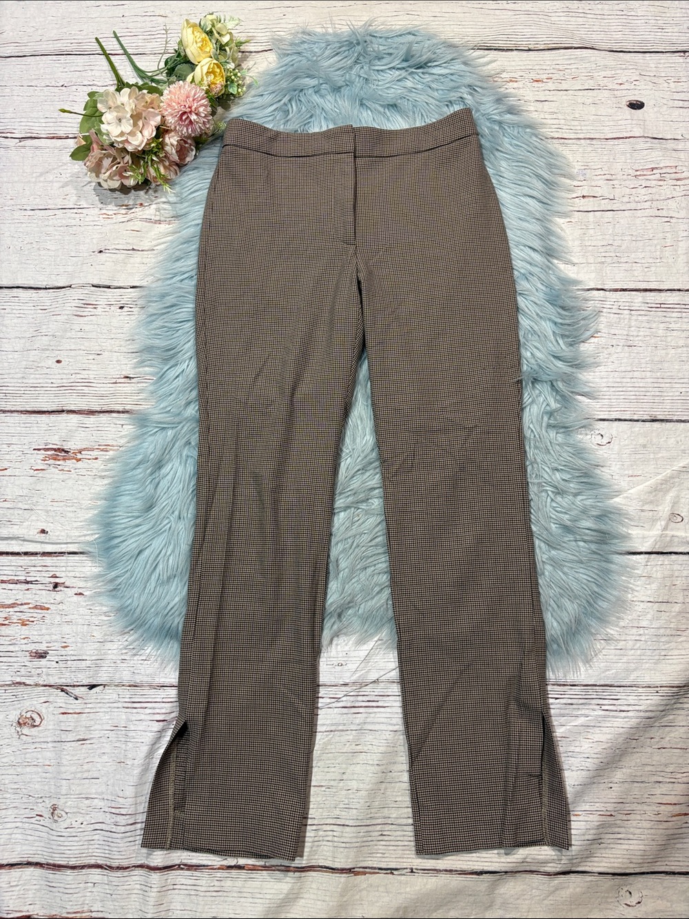Aritzia Babaton Houndstooth Numero Silk Ankle Trouser Pant